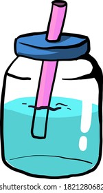 Water in jar, illustration, vector on white background
