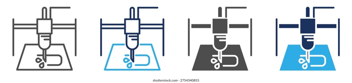 water jet cutting icon set multi concept