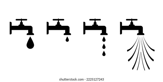 chorro de agua. Icono vector de grifo. Grifo de agua o tambores de agua. Día mundial del agua, marcha. Vector el día H2O o guarde el día de agua.