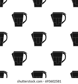 Water jug with filter cartridge icon in black style isolated on white background. Water filtration system symbol stock vector illustration.