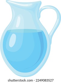 Water jug. Glass pitcher. Clear fresh drink isolated on white background