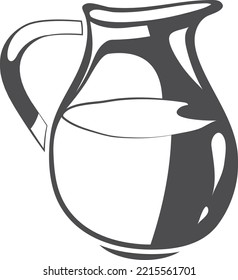 Water Jug Icon. Glass Pitcher. Drink Refreshment