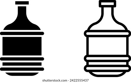 water jug icon, sign, or symbol in glyph and line style isolated on transparent background. Vector illustration