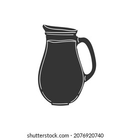 Water Jug Icon Silhouette Illustration. Pitcher Drink Vector Graphic Pictogram Symbol Clip Art. Doodle Sketch Black Sign.