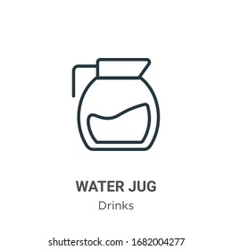 Water jug outline vector icon. Thin line black water jug icon, flat vector simple element illustration from editable drinks concept isolated stroke on white background