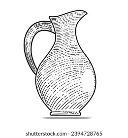 water jug vector engraving style hand drawn black and white