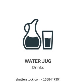 Water jug vector icon on white background. Flat vector water jug icon symbol sign from modern drinks collection for mobile concept and web apps design.
