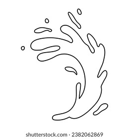 Water and juice splash liquide. One line stroke outline vector Illustration Fresh juice splashed, energetic portrayal of thirst-quenching goodness A wave shape, tribute to oceans persistent dance