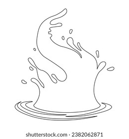 Water and juice splash liquide. One line stroke outline vector Illustration A dripped droplet, delicate dancer in ballet of fluids A spill shape, unexpected art form from moment of chaos A water