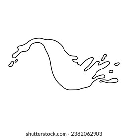 Water and juice splash liquide. One line stroke outline vector Illustration A water splash, exuberant display of waters dynamic nature Fresh juice splashed, energetic portrayal of thirst-quenching