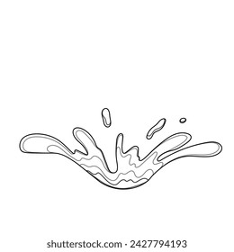 Water and juice splash liquide. One line stroke outline vector Illustration A spill shape, testament to unpredictable beauty of chaos A water splash, sudden burst of aquatic joy Fresh juice splashed