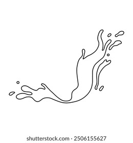 Water and juice splash liquide. One line stroke outline vector Illustration A spill shape, unexpected masterpiece born out of disorder A water splash, striking exhibit of kinetic energy at play