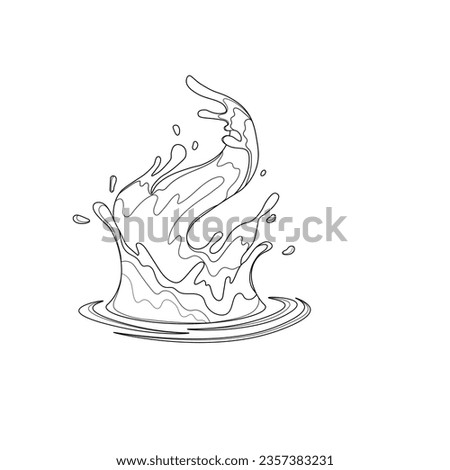 Water and juice splash liquide. One line stroke outline vector Illustration A dripped droplet, solitary actor in play of liquids A spill shape, unscheduled painting etched by accident A water splash Stock photo © 
