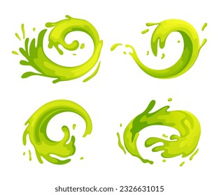 El agua y el jugo salpican líquido. Ilustración vectorial. Una forma de onda verde, un patrón hipnotizador de la energía de los mares Una forma de gota, minimalistas elección de belleza fluida Una gota goteada, microhistoria de gravedad