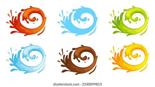 Water and juice splash liquide. Vector Illustration. A drop shape, basic unit in fascinating study of liquids A dripped droplet, small player in grand scheme of fluid movement A spill shape,