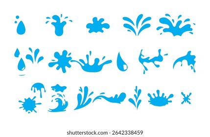 Water and juice splash liquide. Vector Illustration. A dripped droplet, delicate dancer in ballet of fluids A spill shape, Dripping liquid elements, isolated black ink flow. Victor illustration eps 10