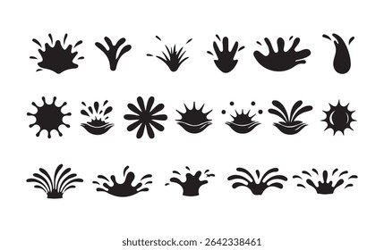 Water and juice splash liquide. Vector Illustration. A dripped droplet, delicate dancer in ballet of fluids A spill shape, Dripping liquid elements, isolated black ink flow. Victor illustration eps 10