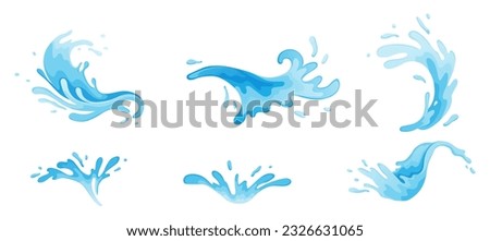 Water and juice splash liquide. Vector Illustration. A wave shape, beautiful echo of oceans song A drop shape, humble manifestation of liquid state A dripped droplet, solitary actor in play of liquids