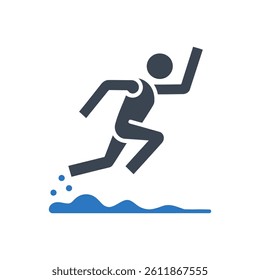 Water jump runner Icon On White Background