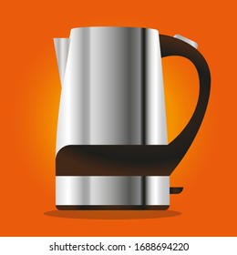 water kettle realistic vector metalic