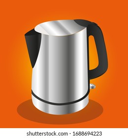 water kettle realistic vector metalic