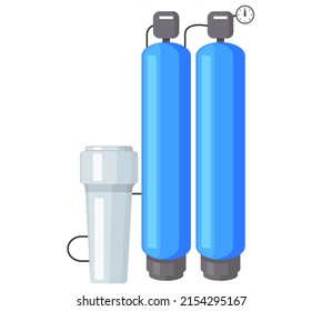 Filtro de cocina de agua. Equipo para la purificación de agua de impurezas nocivas y filtros de agua de ósmosis inversa. La pureza natural del agua dulce. Colección de sistemas de filtración o limpieza de minerales