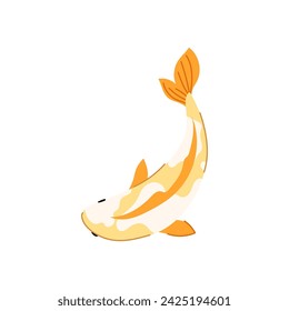 carpa de pez koi de agua de dibujos animados. línea de oro, jardín de tatuajes, dibujo de acuarela carpa de pez koi de agua signo. símbolo aislado ilustración vectorial