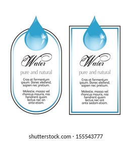 Water labels with drop on white 