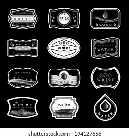Water Labels Set - Isolated On Black Background - Vector Illustration, Graphic Design Editable For Your Design. 