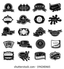 Water Labels Set - Isolated On White Background - Vector Illustration, Graphic Design Editable For Your Design.