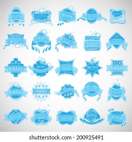 Water Labels Set - Isolated On Gray Background - Vector Illustration, Graphic Design Editable For Your Design