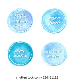 Water labels set in watercolor style for your design