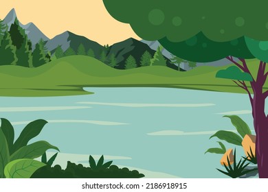 Water lake backdrop template classical design.