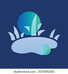 Water lake glassmorphism illustration. Transparency blur elements. Ui layered design.