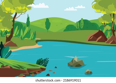 Water lake landscape backdrop tranquil classic design.