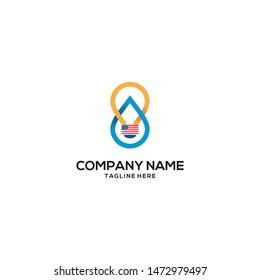 Water and lamp, water and balloon, american flag logo vector template