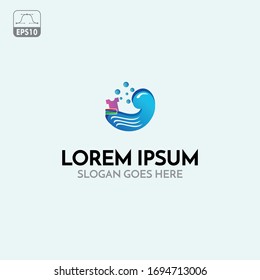 water and laundry logo vector