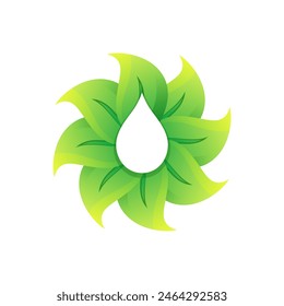 water and leaf  colorful logo design 