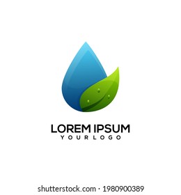Water leaf colorful logo illustration vector