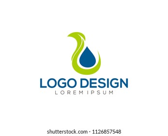 water and leaf concept logo