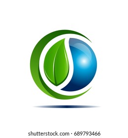 water and leaf concept logo