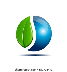 Water And Leaf Concept Logo