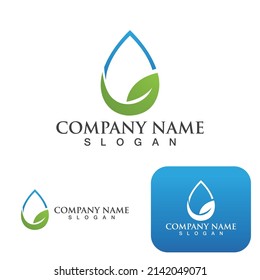 Water leaf drop Logo Template vector illustration design