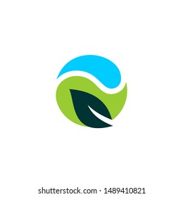 Water Leaf Earth Logo Nature Balance Logo Symbol
