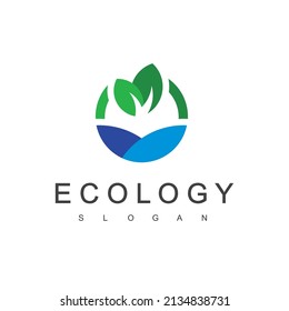 Water Leaf Ecology Logo Design Template