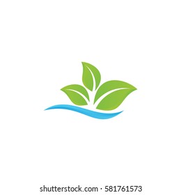 water leaf ecology nature concept logo icon vector template