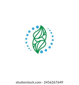 Logotipo de elemento de hoja de agua en estilo de diseño de Vector plano abstracto