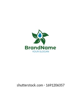 Water Leaf Flower Logo Design Vector