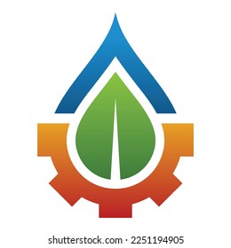 water leaf gear logo template