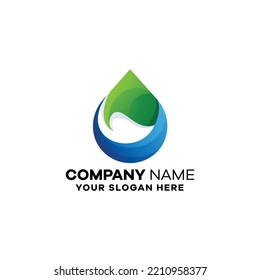 Water Leaf Gradient Colorful Logo Icon Template